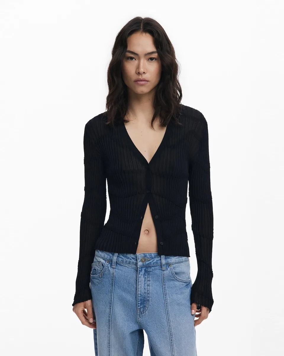 

Женский облегающий кардиган с текстурами Desigual, черный