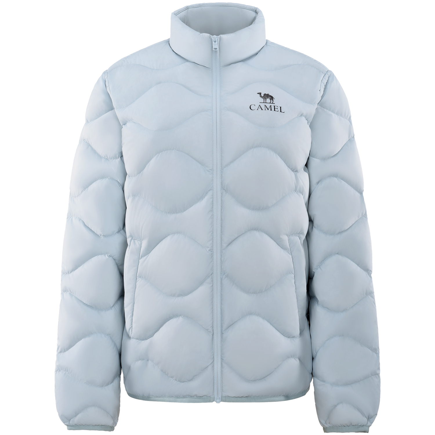 

Пуховик женский со стойкой, облегченный CAMEL, distant mountain синий