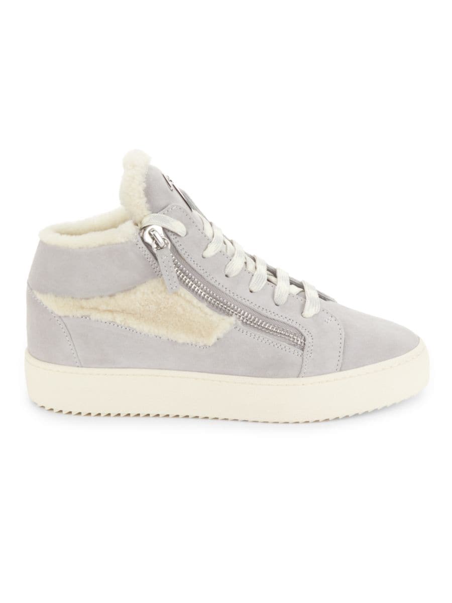 

Кроссовки средней высоты из овчины и замши Giuseppe Zanotti, цвет Grey Multi
