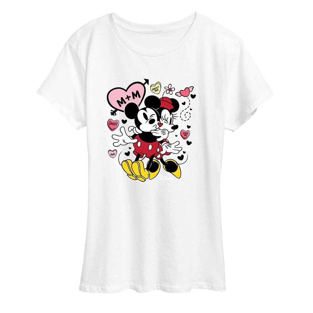 

Женская футболка с рисунком сердечка Disney's Mickey & Minnie Mouse, белый