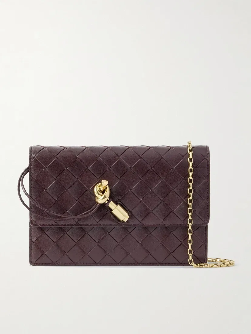 Кожаный чехол Intrecciato BOTTEGA VENETA, бордовый