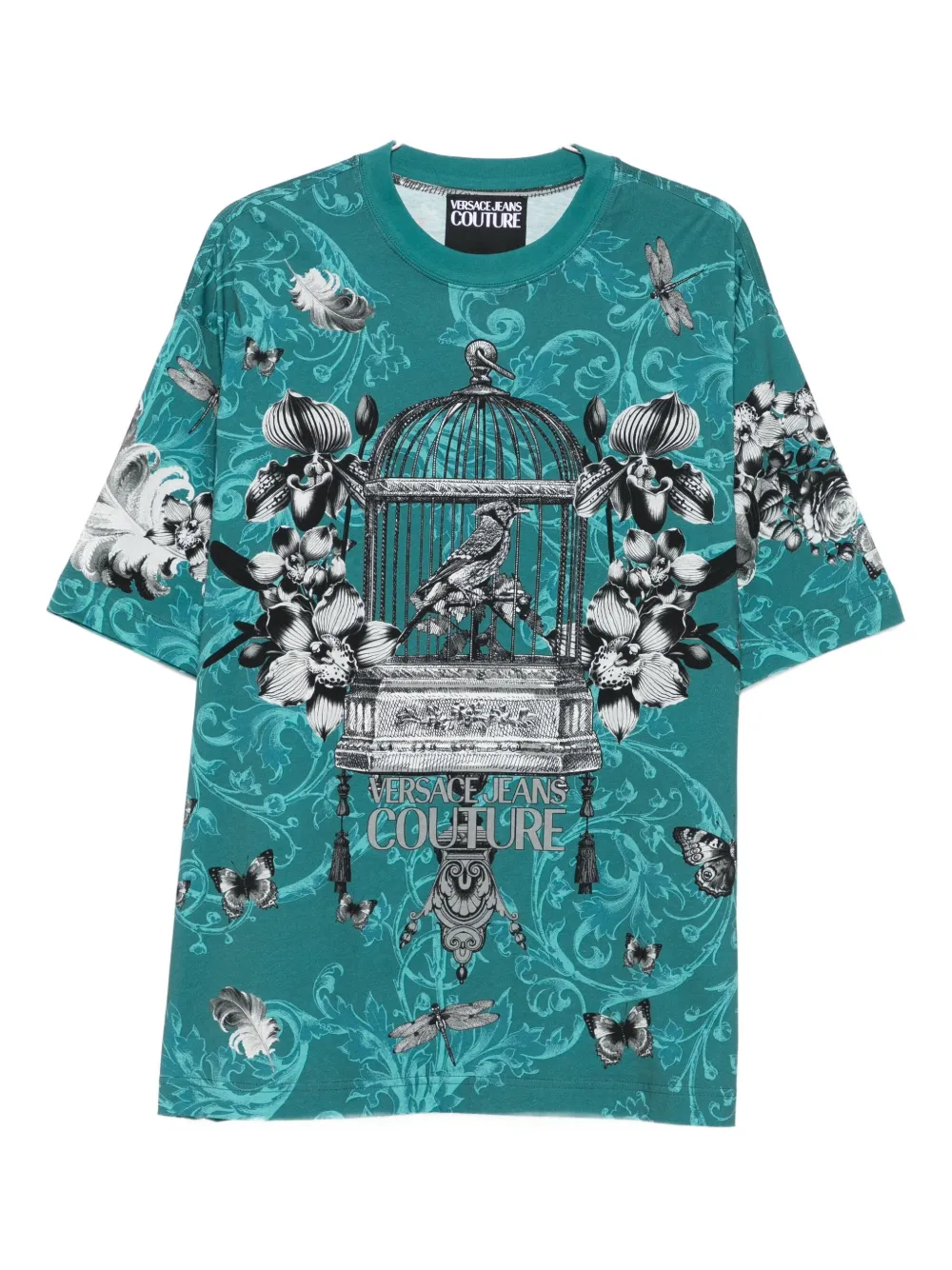 

Футболка с цветочным принтом Versace Jeans Couture, синий