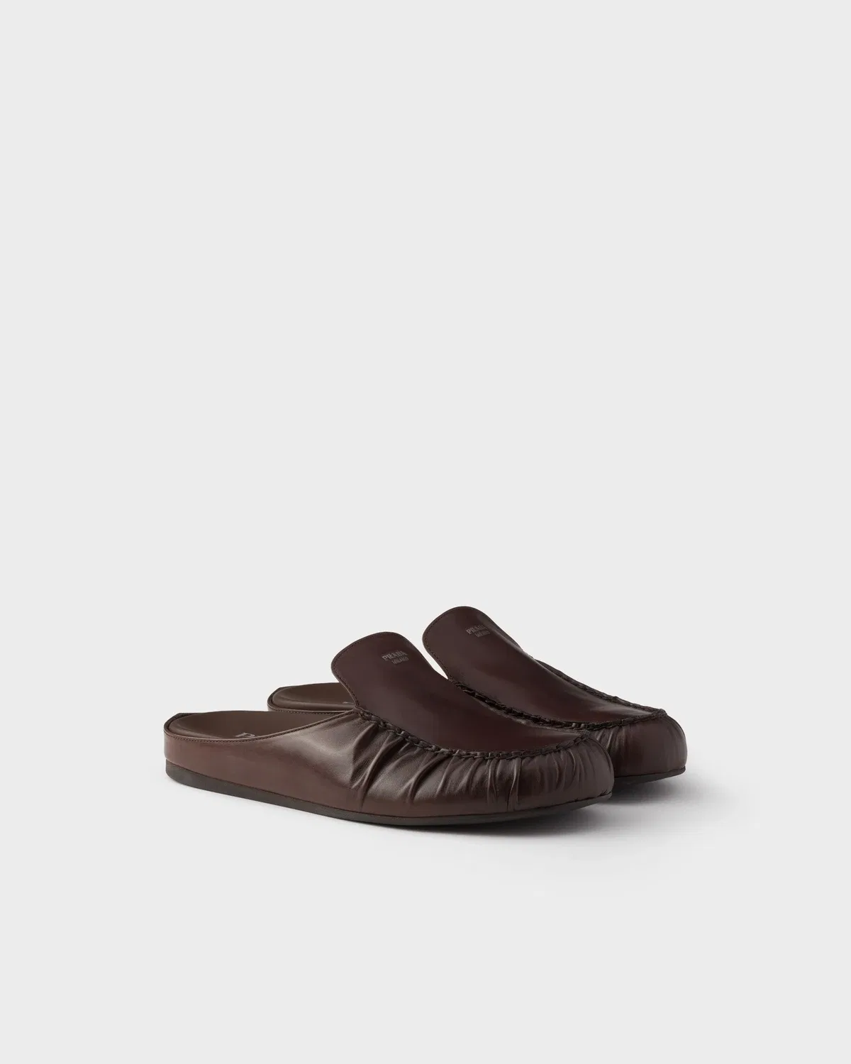 Кожаные мюли Prada, коричневый