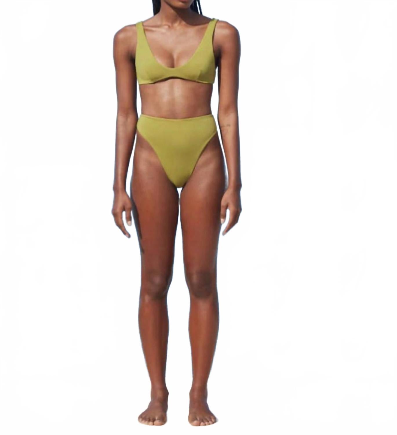 

Кринжовые шорты-бикини Crepe Mah Hotpants в цвете алоэ зеленый Haight