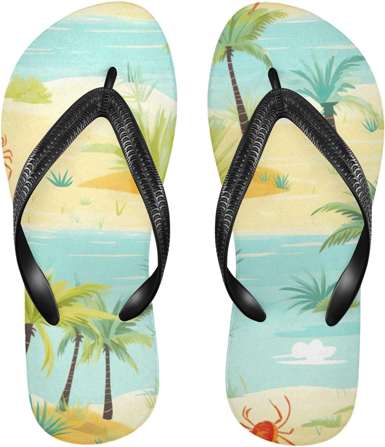 

Женские и мужские пляжные сандалии-шлепанцы Crab Coconut Tree для лета, отдыха, душа Kfbe