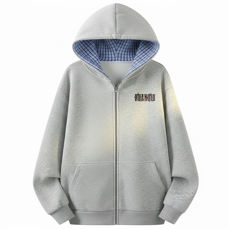 

Толстовка Unisex с капюшоном утепленная кардиган HUANQIU, heather серый