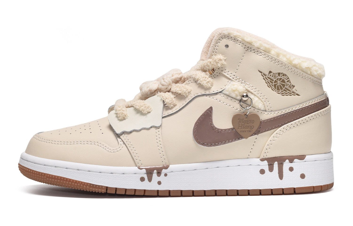 

Кроссовки Air Jordan 1 Vintage Basketball Shoes Women's Mid-Top Beige Brown