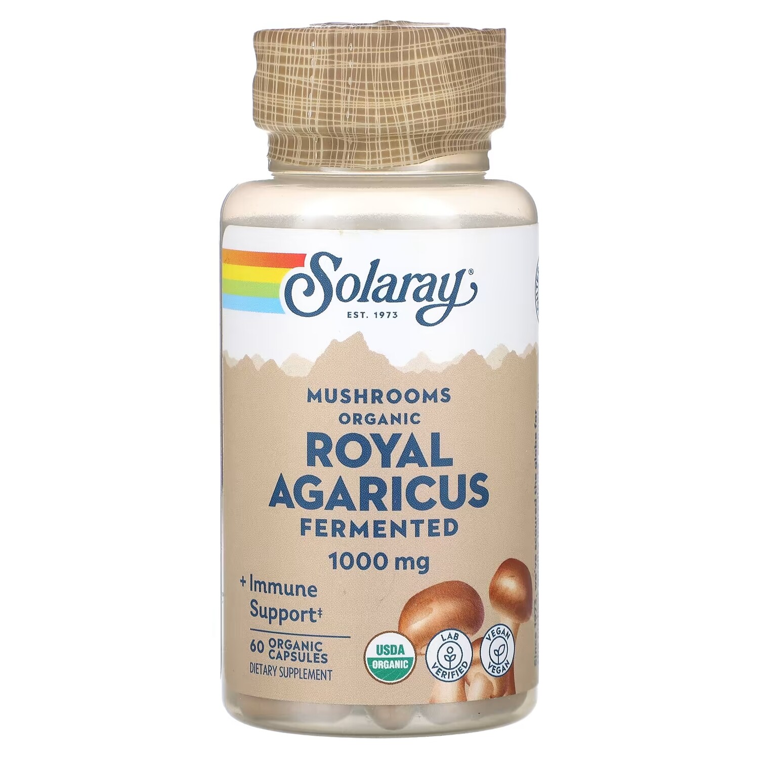 

Ферментированные грибы Agaricus Solaray без глютена, 60 капсул