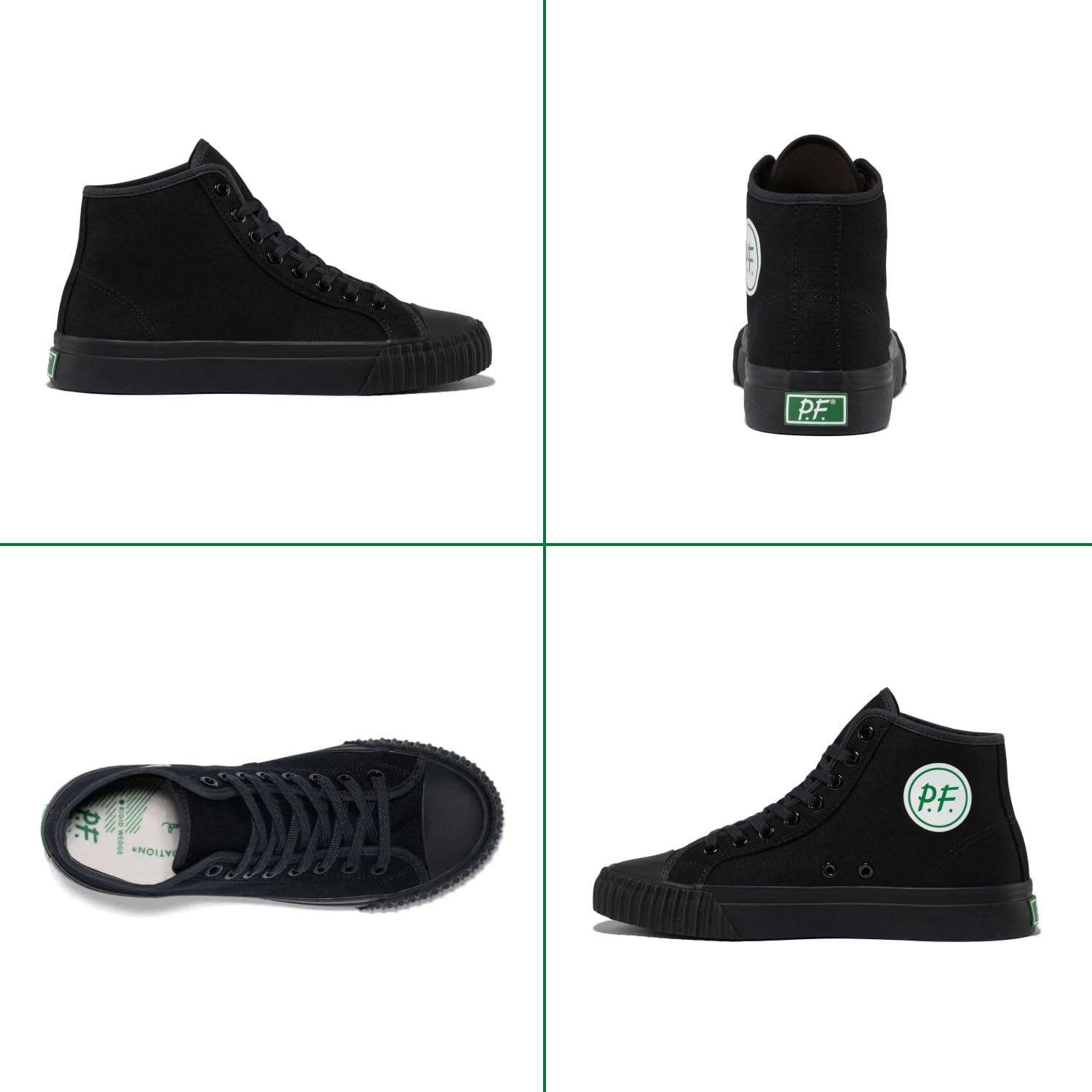 Кроссовки PF Flyers 1993 черные высокие для мужчин и женщин, оригинальные высокие спортивные кроссовки из холста, унисекс все черные — фото 3