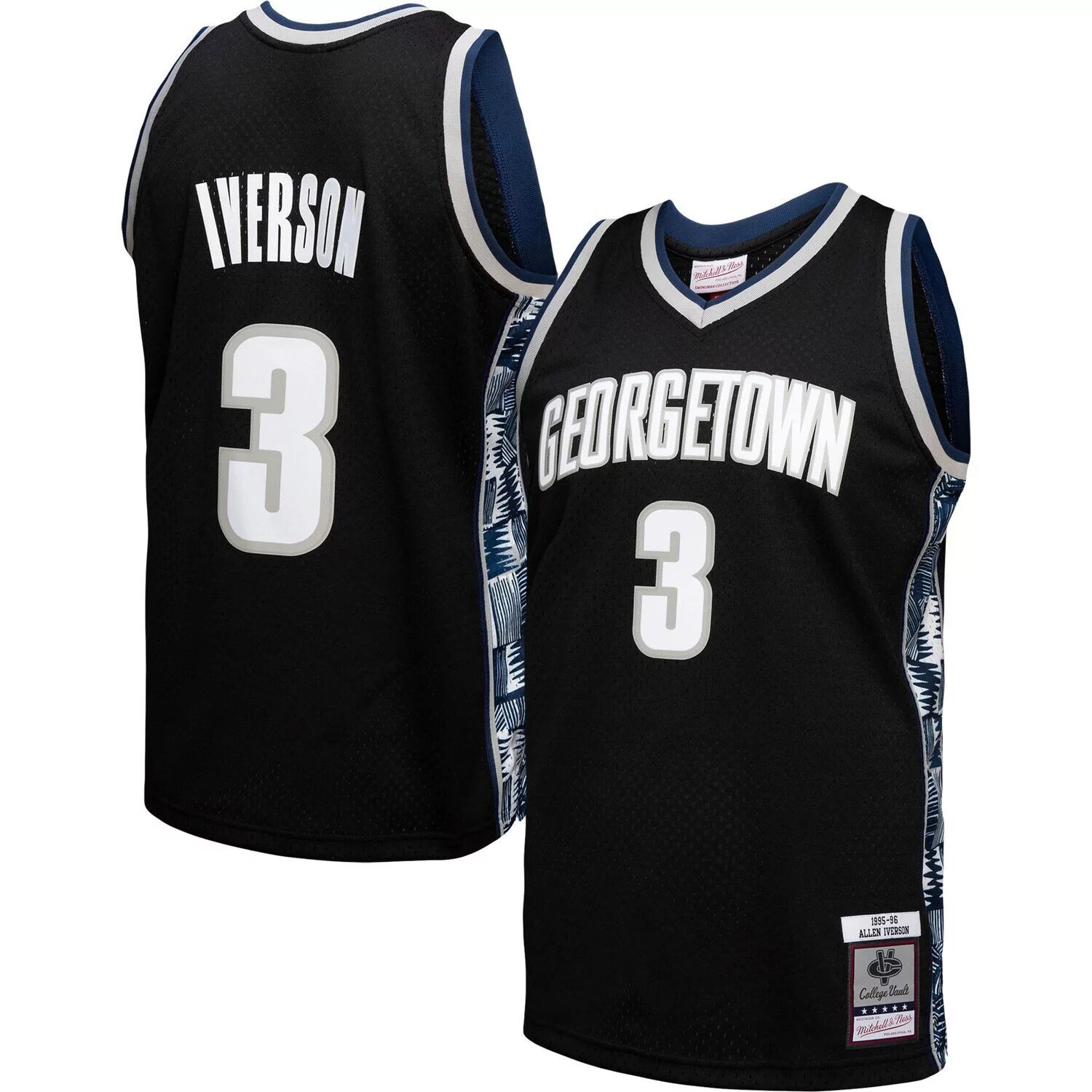 

Мужская черная майка Mitchell & Ness Allen Iverson Georgetown Hoyas Player Swingman, Черный, Мужская черная майка Mitchell & Ness Allen Iverson Georgetown Hoyas Player Swingman