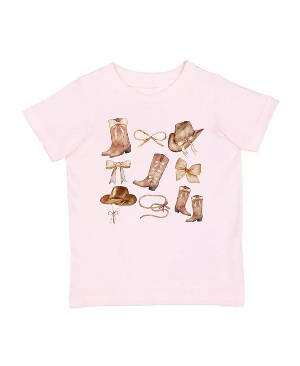 

Детская футболка с короткими рукавами в ковбойском стиле для малышек. Sweet Wink, розовый