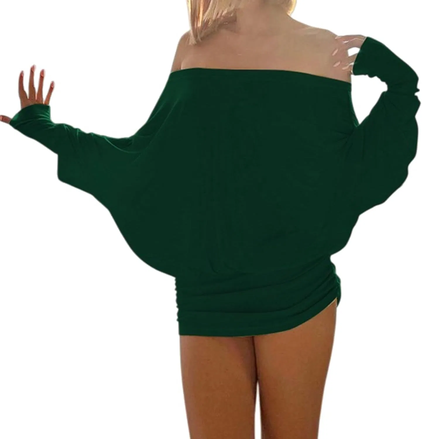 Generic Платье Off The Shoulder с прозрачными вставками и рукавами-крыльями