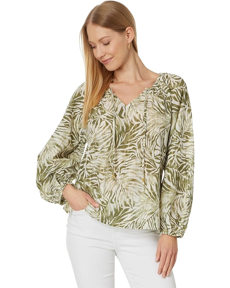 

Топ Tommy Bahama Monstera Mirage LS Peasant, цвет Tea Leaf