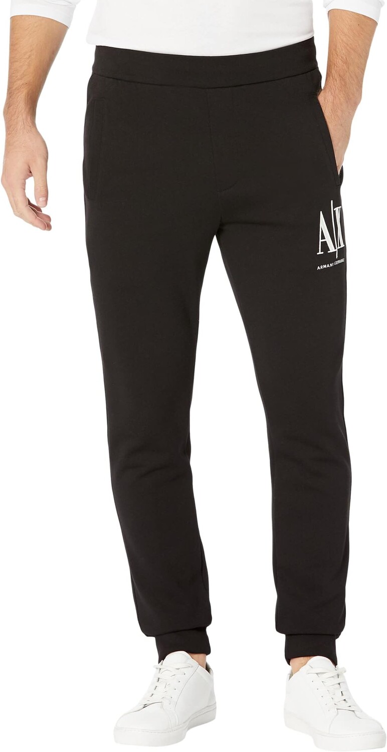 

Хлопковые брюки Icon с вышитым логотипом Armani Exchange, черный