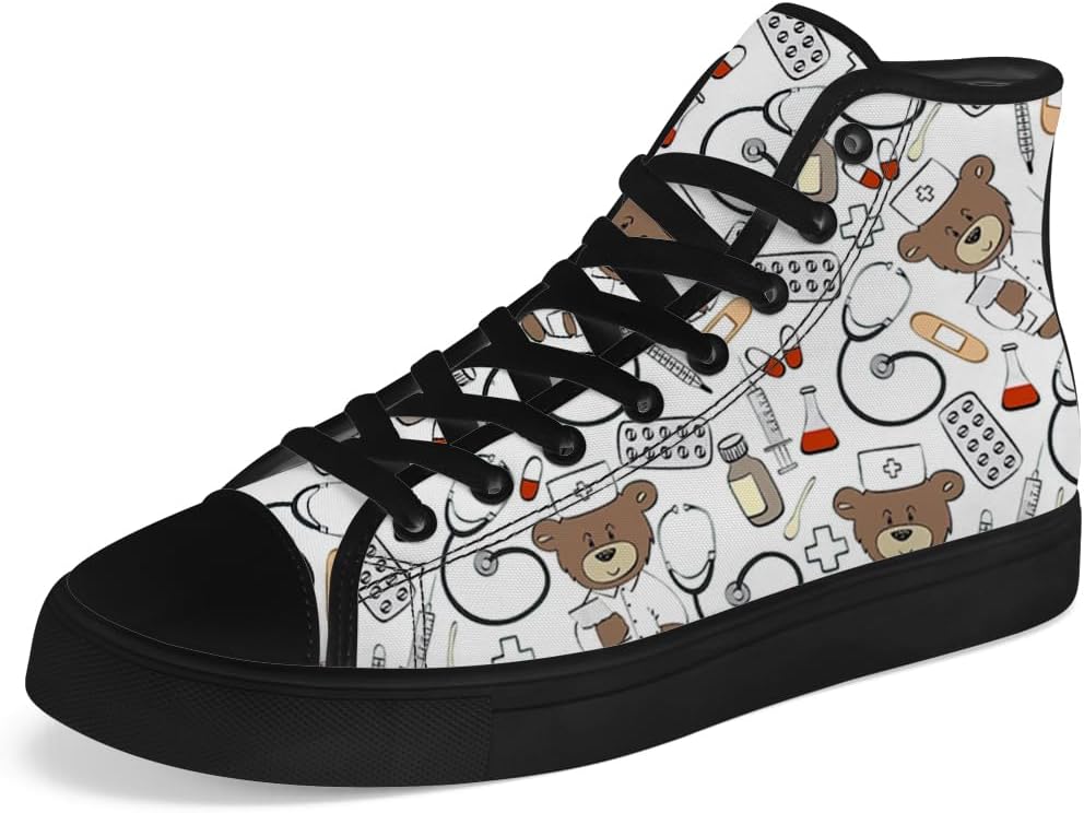 

Мужские и женские высокие кеды Chebing с медвежьим рисунком, сандалии на шнуровке, повседневная обувь, белый