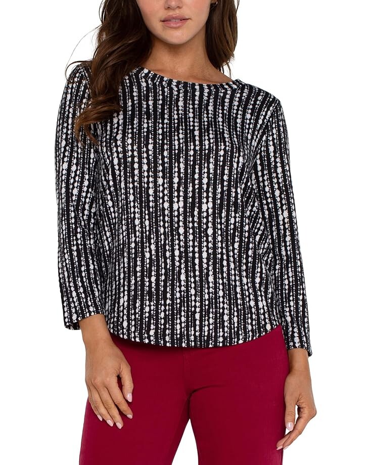 

Футболка Liverpool Los Angeles 3/ 4 Sleeve Knit Tee Brushed Hacci Knit, цвет Black White Dotted Stripe