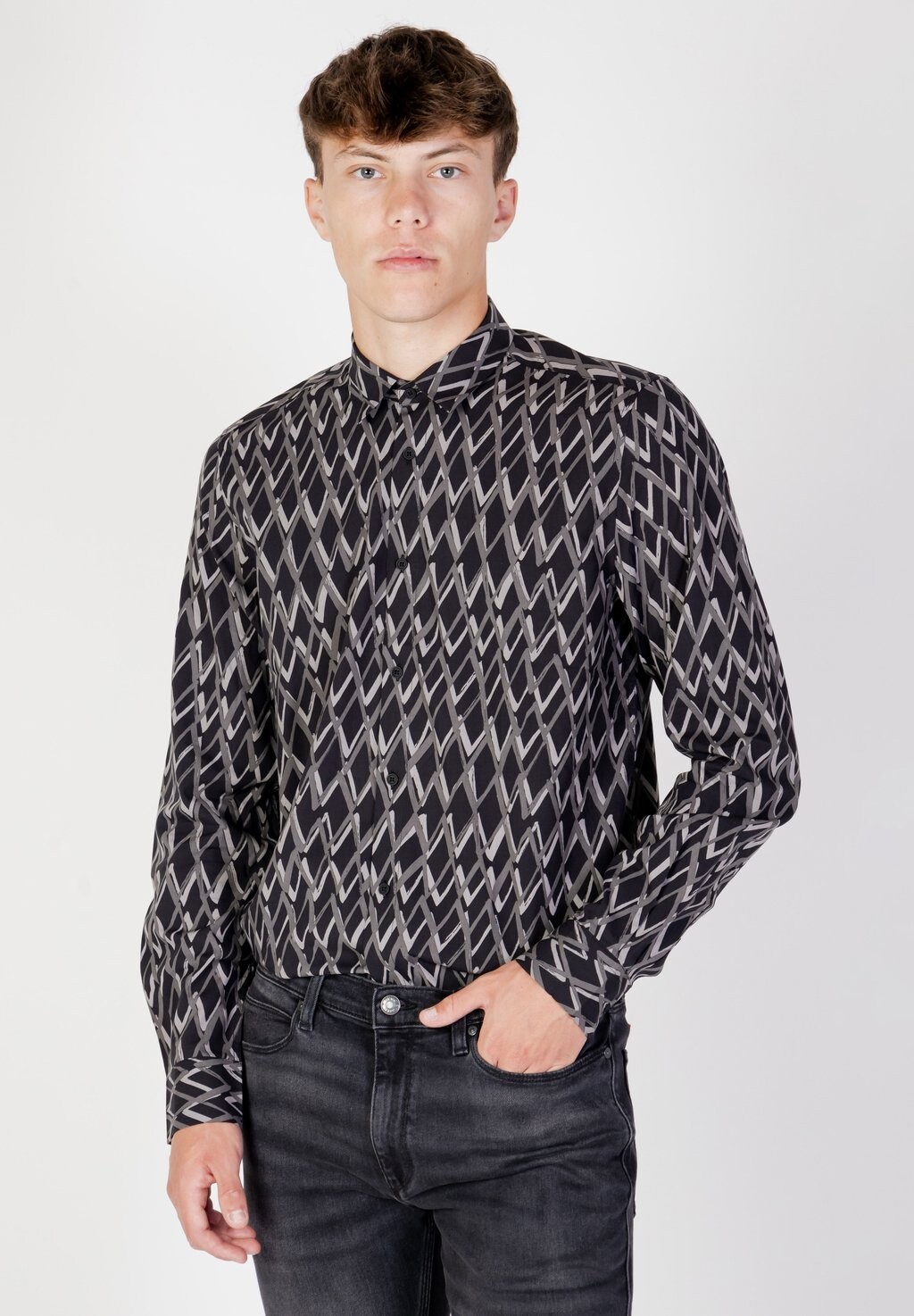 

Рубашка Barcelona Regular Straight-Fit Shirt With All-Over Pattern Antony Morato, черный