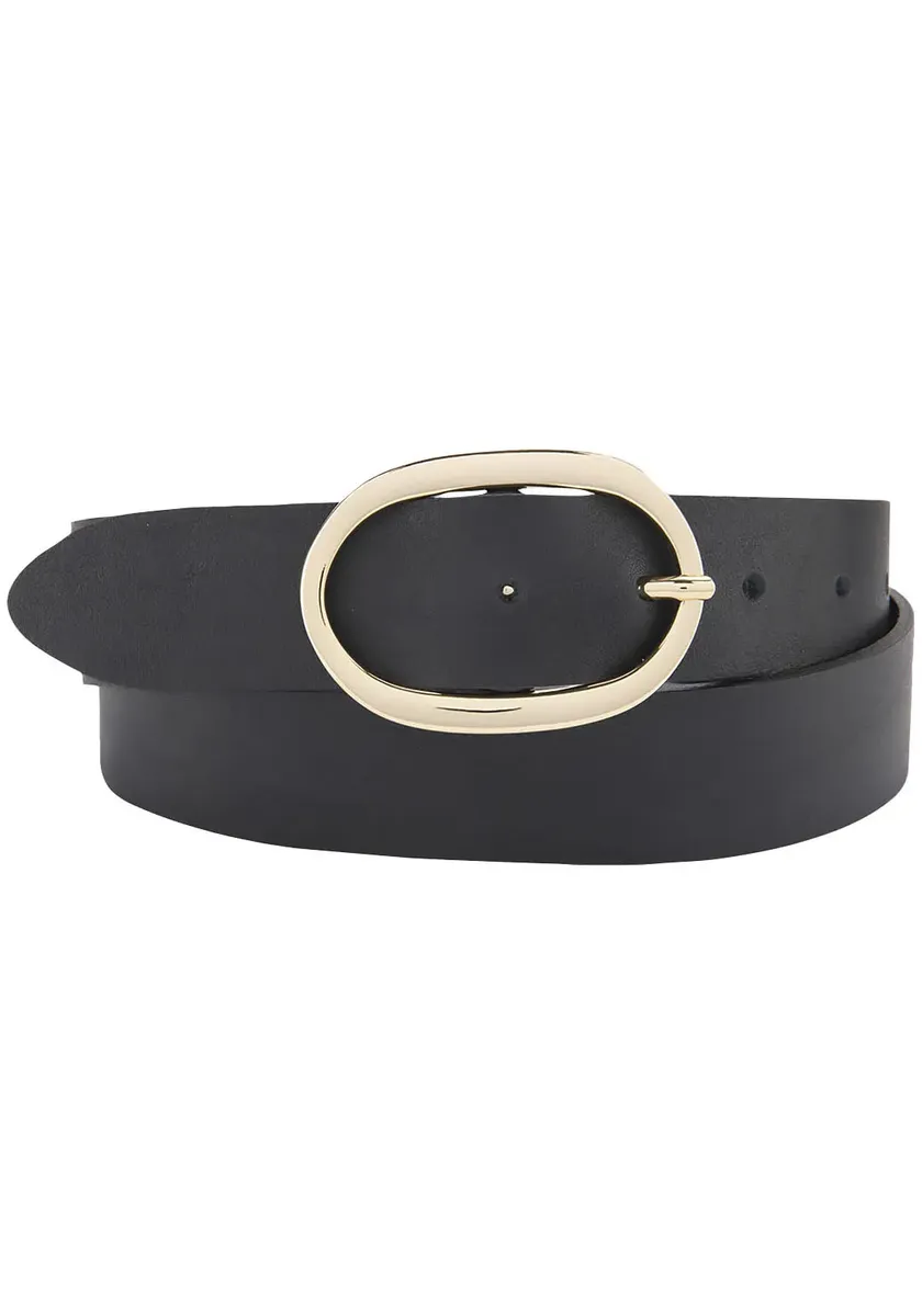 

Кожаный ремень BERND GÖTZ, кожаный ремень из цельной воловьей кожи с элегантной золотой овальной застежкой, черный