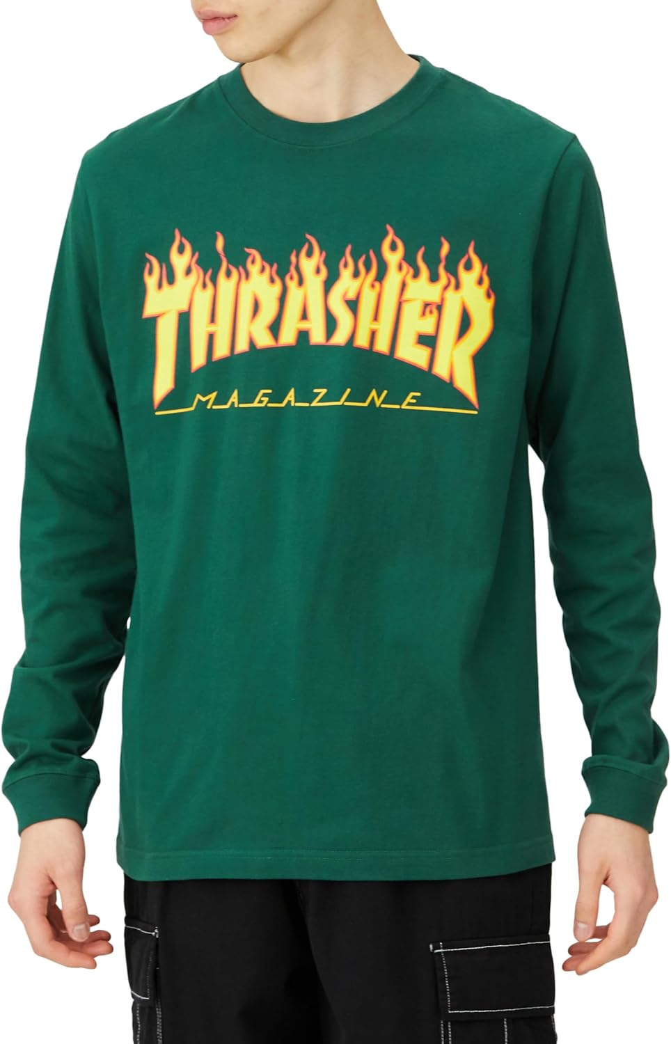 

Мужская футболка с длинным рукавом и принтом Slasher TH93130 / FLAME (логотип бренда) Классическая модель Thrasher