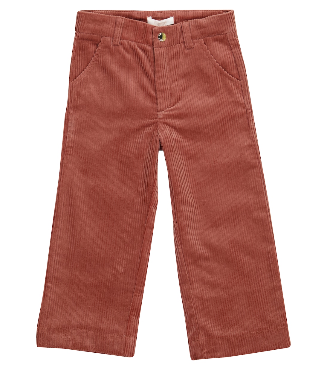 

Прямые брюки из эластичного хлопкового вельвета Chloé Kids, Salmon