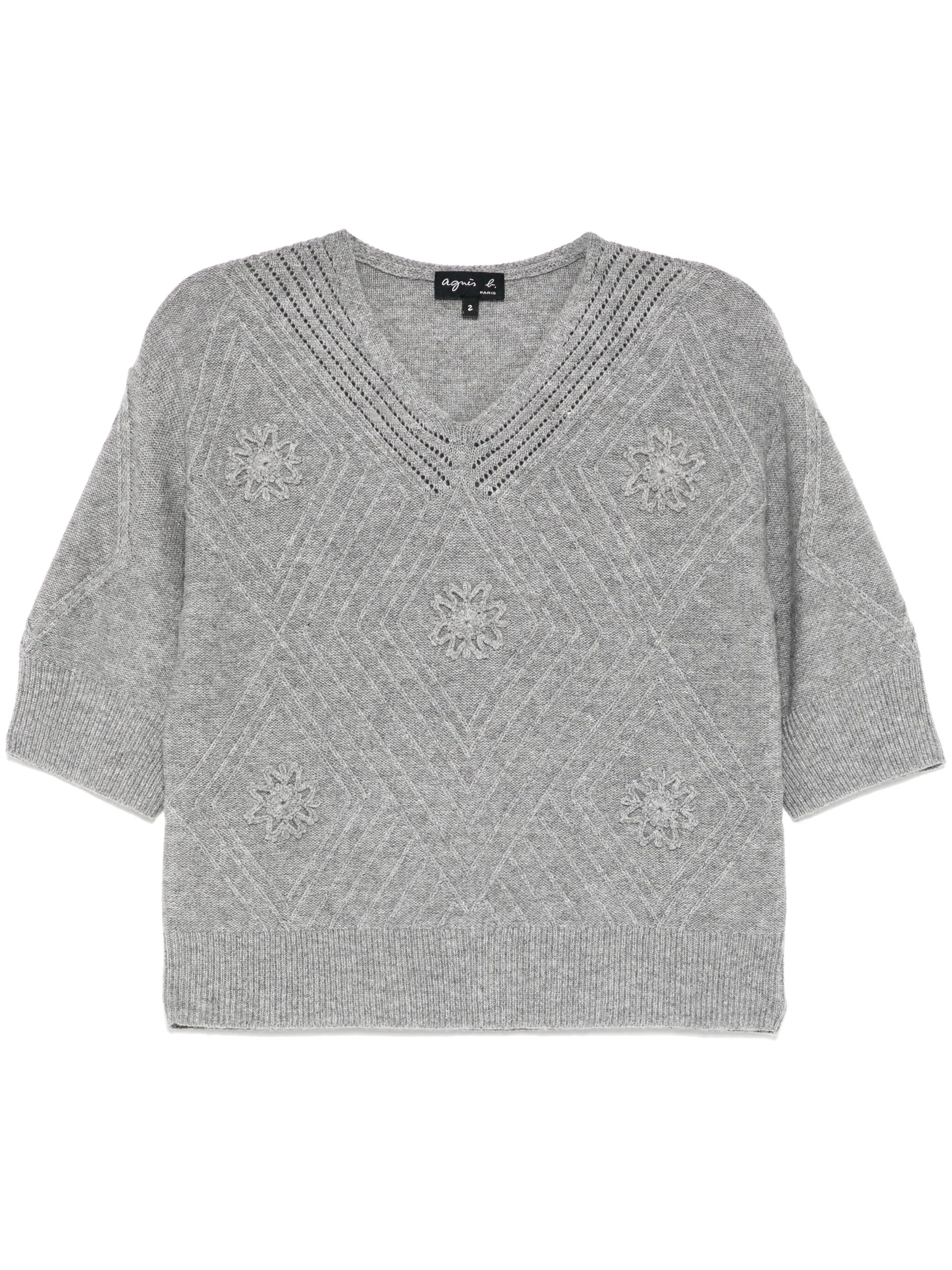 

Трикотажный топ с короткими рукавами Agnès B., серый