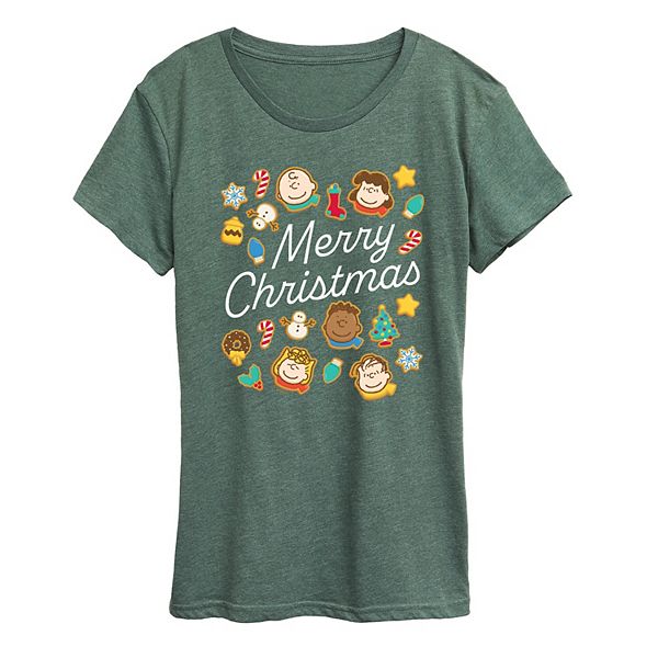 

Футболка с новогодним принтом Peanuts Cookies Merry Christmas Licensed Character, Heather Juniper