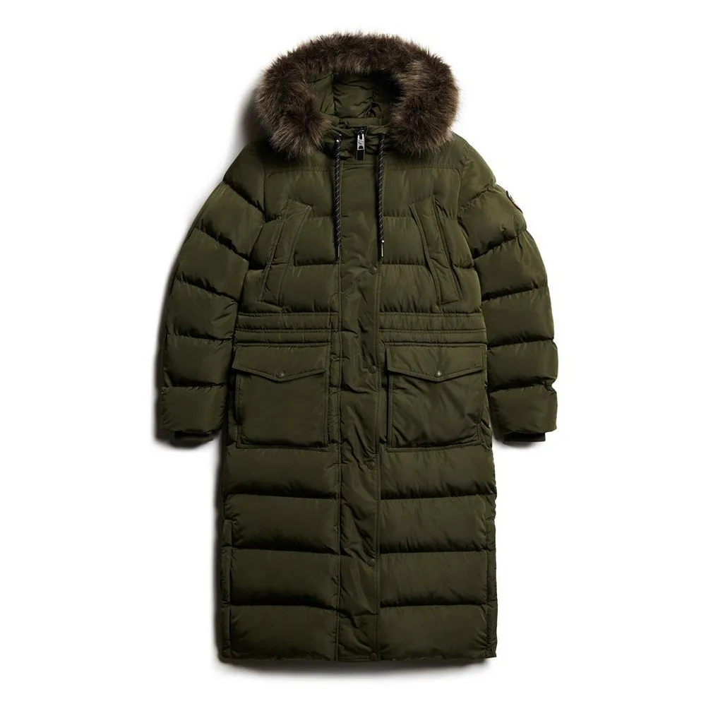 

Куртка Superdry Everest Faux Fur Longline, зеленый