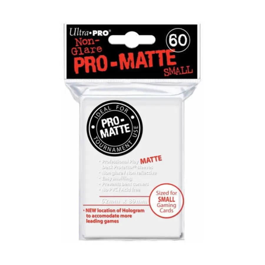 

Небликующие обложки для карт Pro-Matte — белые, уменьшенного размера (60), Card Sleeves - Undersized (Ultra Pro)