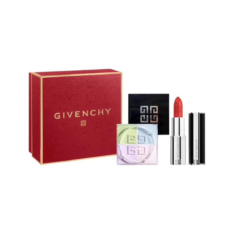 

Givenchy Red Luck Gilded Limited рассыпчатая пудра для губ наборы для макияжа коррекция тона кожи фиксация макияжа 12г+3,4г