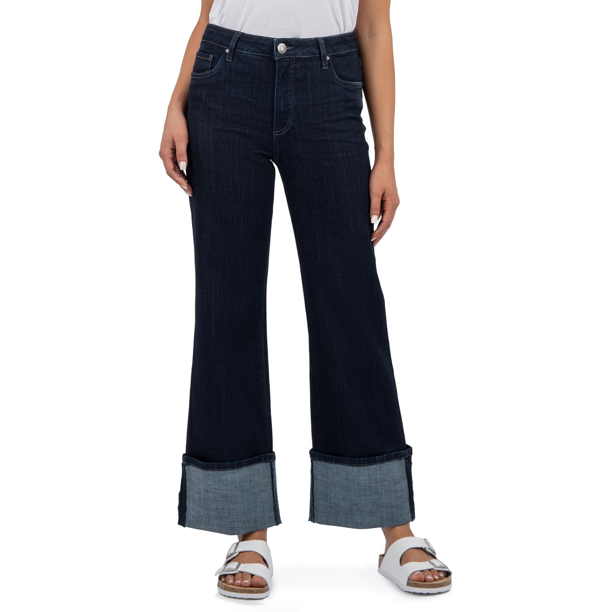 

Джинсы KUT from the Kloth Charlotte High Rise Fab Ab Wide Leg-Roll Up, Distinguished with Euro Base Wash
