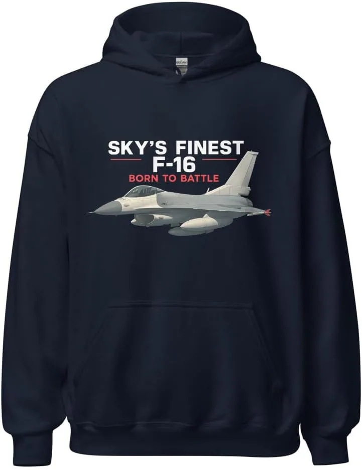 Толстовка F-16 Born to Battle - худи с лучшим истребителем неба для пилотов и фанатов авиации Generic, темно-синий