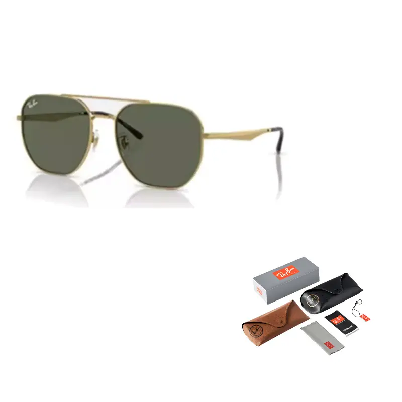

RayBan Металлические солнцезащитные очки неправильной формы мужские Gold, Gold