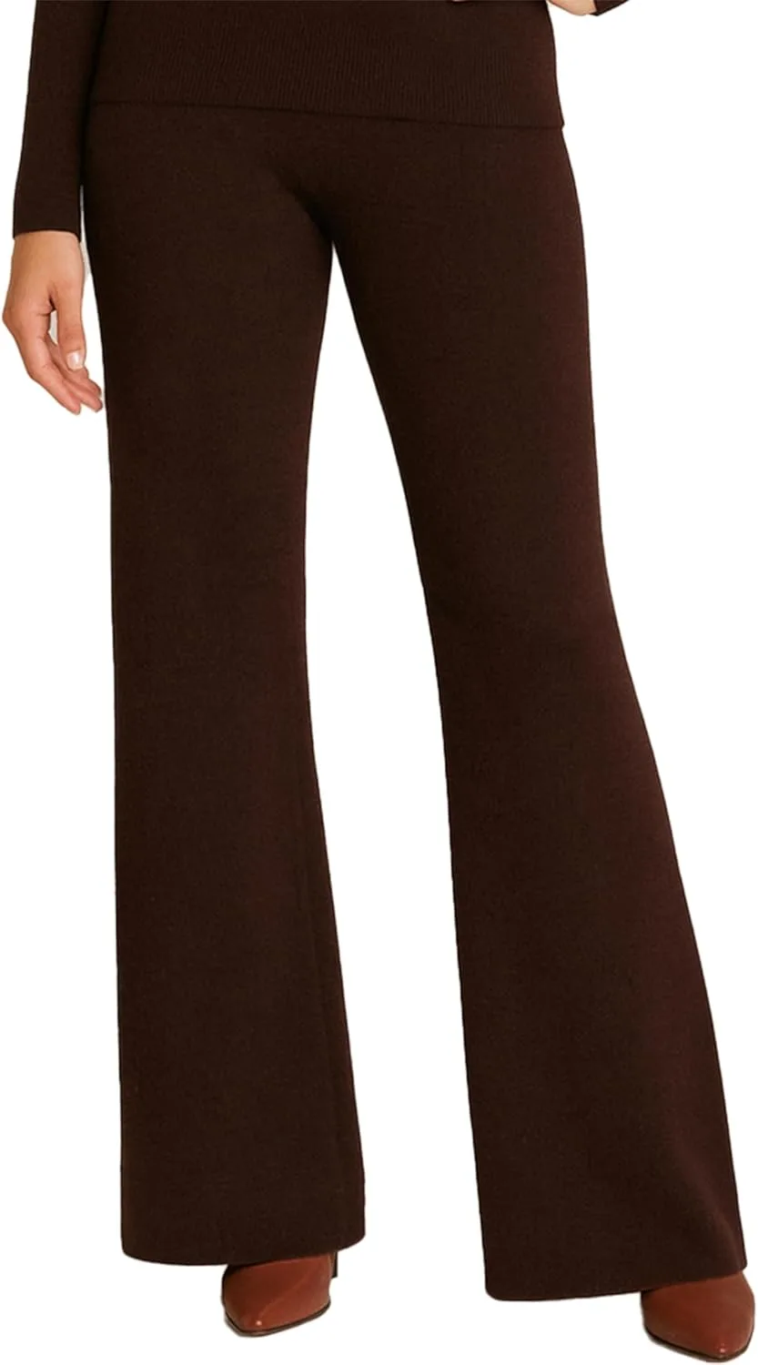 

JENNIE LIU Женские брюки 100% кашемир Mid Rise Bootcut с эластичным поясом