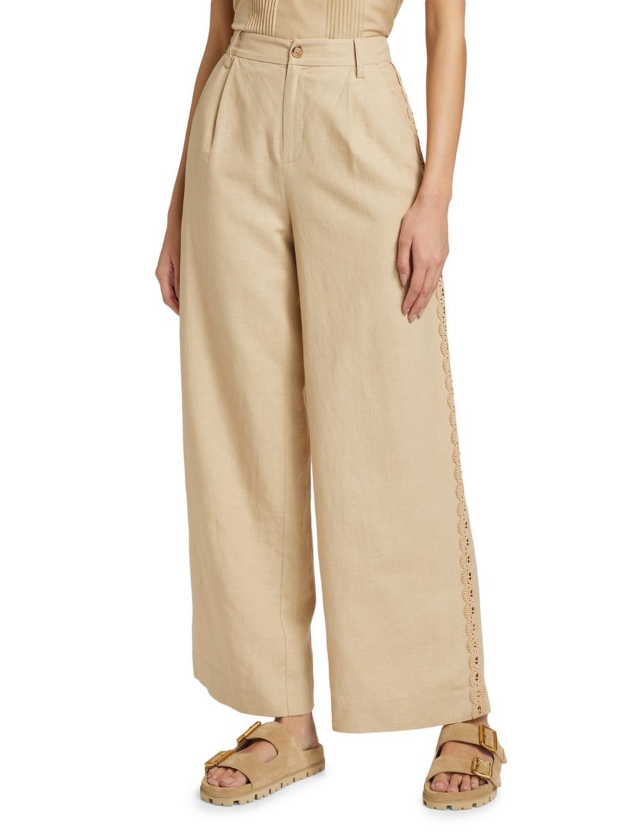 

Укороченные брюки Akhila из смесовой льняной ткани Cami NYC, цвет Irish Cream