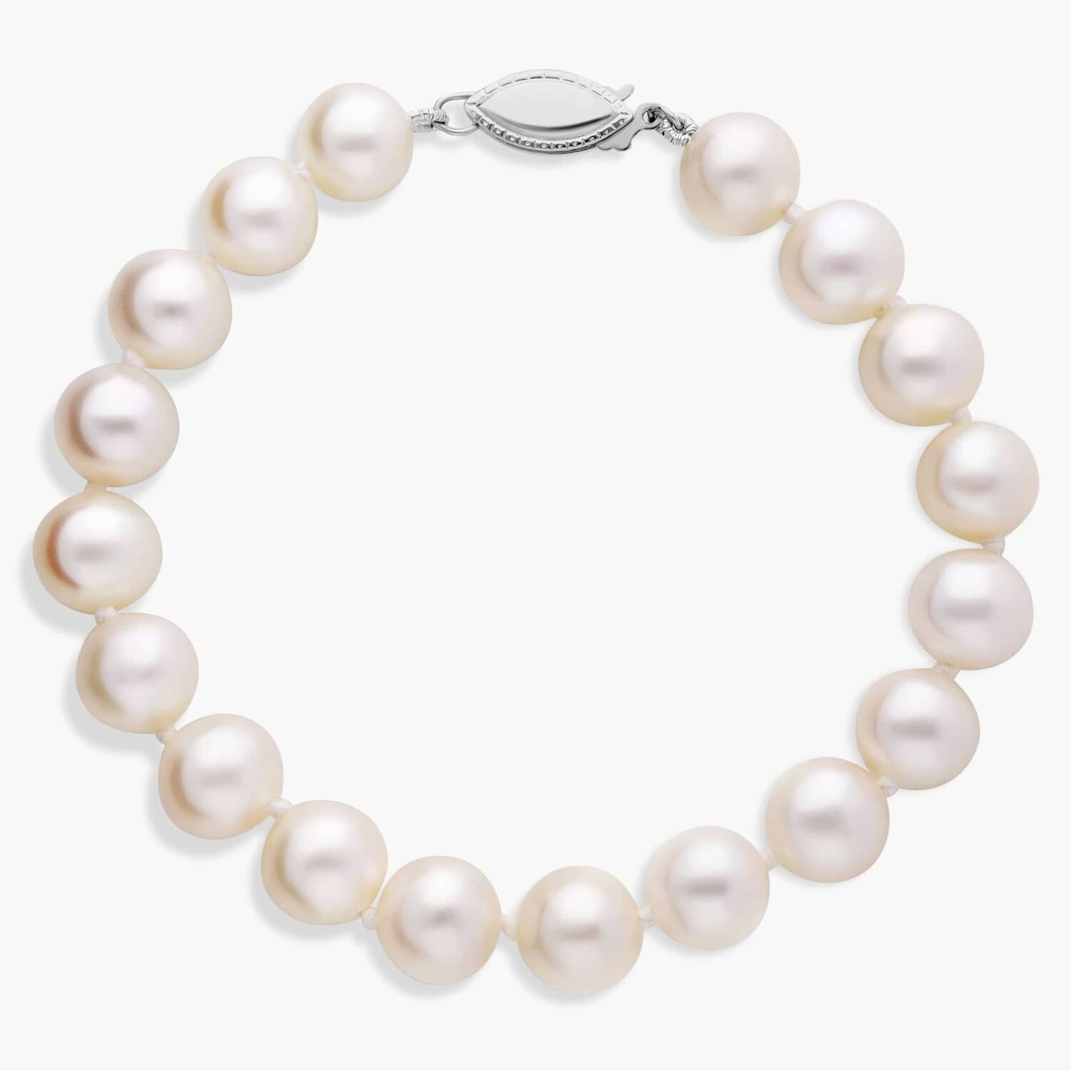 

Браслет из пресноводного культивированного жемчуга 7 дюймов из 14-каратного белого золота (8,0-8,5 мм) Blue Nile