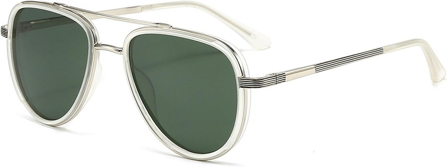 

Поляризованные солнцезащитные очки-пилот для женщин в ретро-металлической оправе. Солнцезащитные очки-пилот для вождения, путешествий и активного отдыха на природе с защитой от УФ-излучения mincl, Clear Green