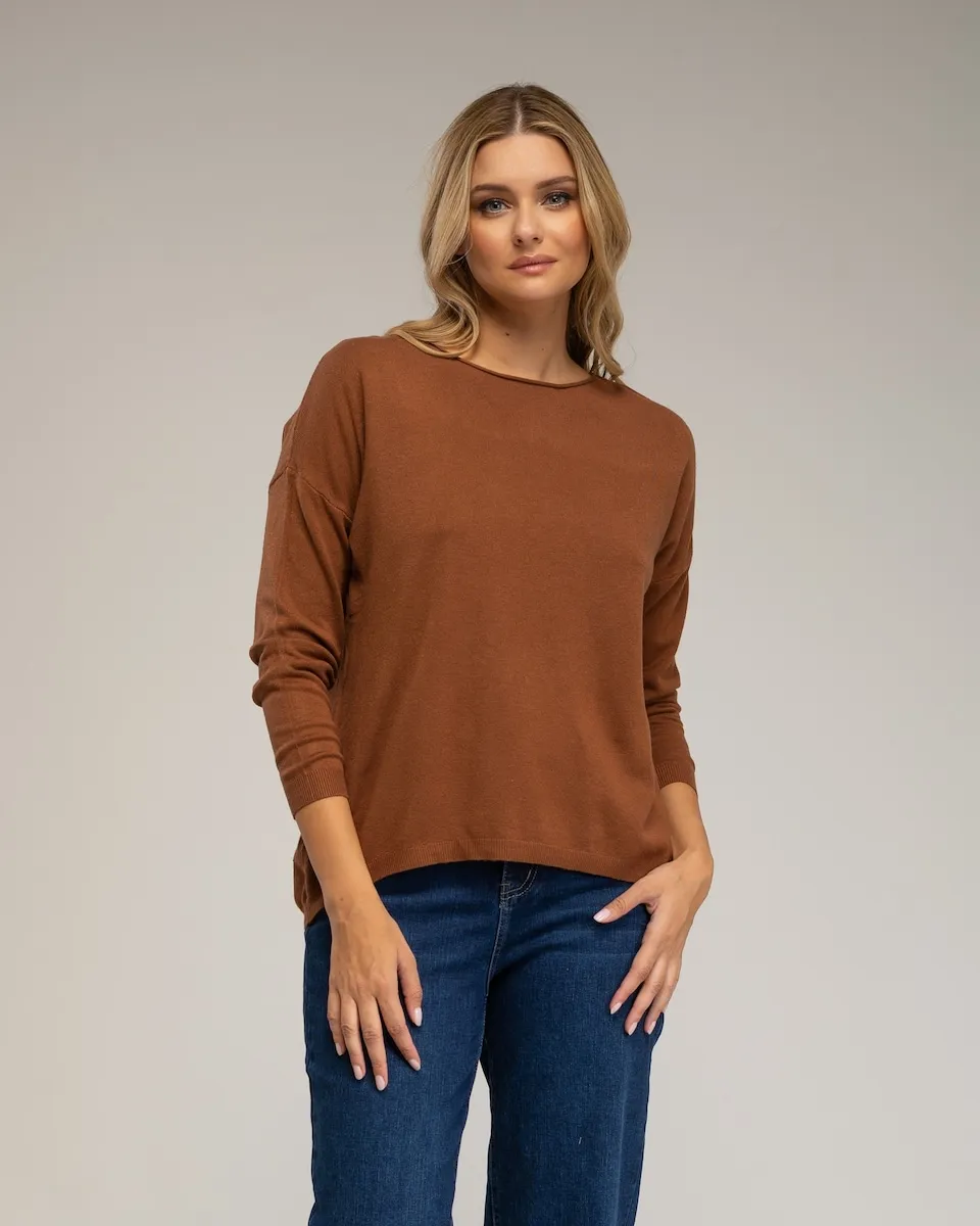 

Женский трикотажный свитер с круглым вырезом Tantra, коричневый