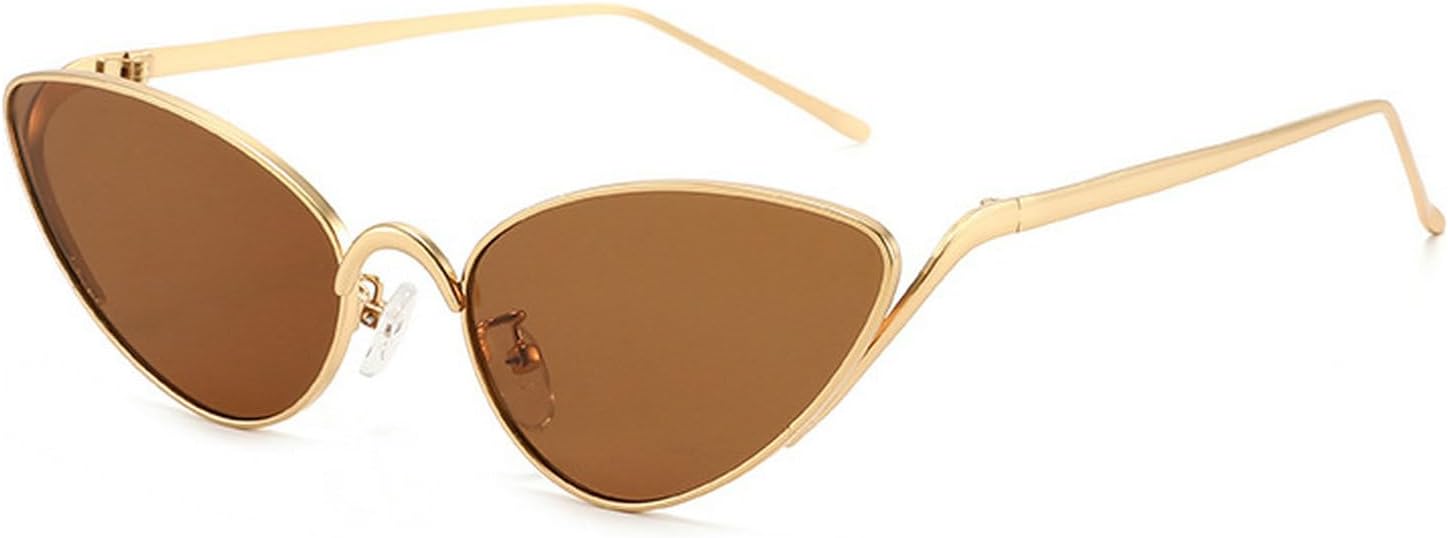 

Laureles Сексуальные солнцезащитные очки «кошачий глаз» золотистого цвета с эффектом шампанского для женщин, винтажная металлическая оправа, защита от УФ-излучения UV400, мужские и женские солнцезащитные очки, C2