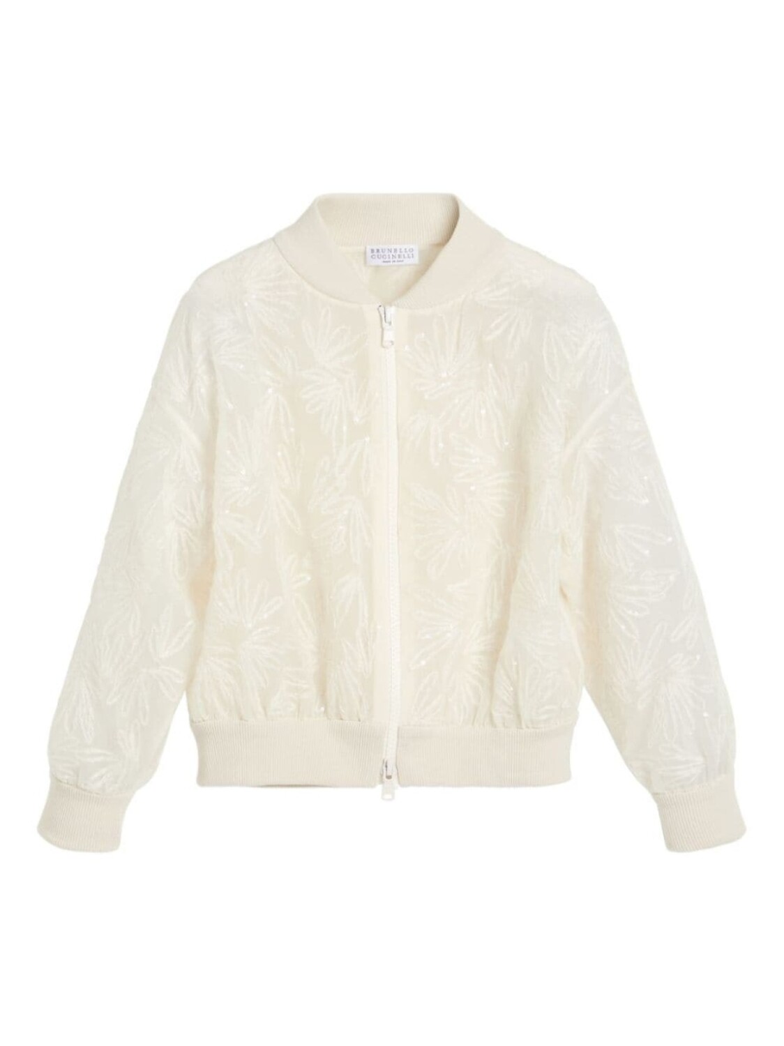 

Brunello Cucinelli Kids шелковая куртка на молнии, белый