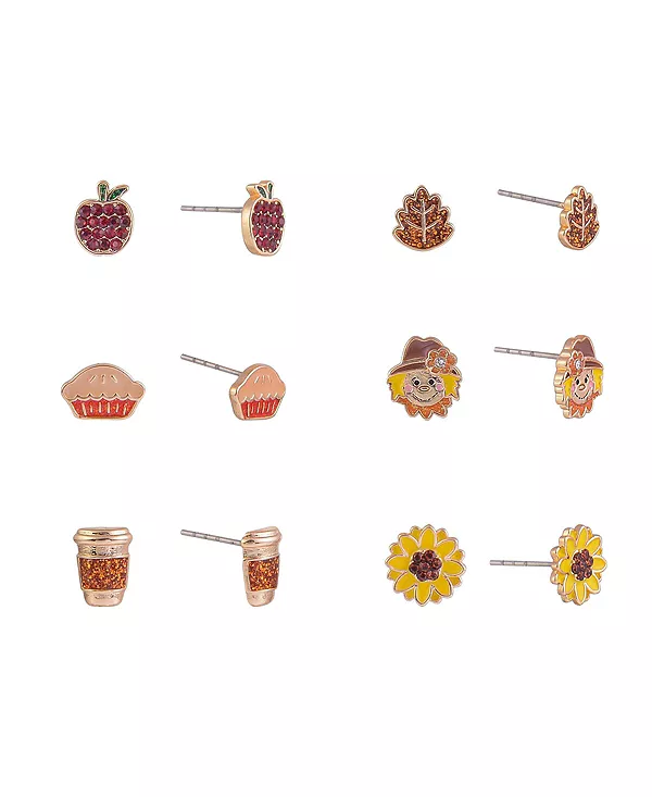 

Набор из 6 серег-гвоздиков в осеннем стиле Hallmark, yellow