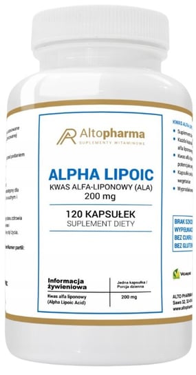 

AltoPharma, Альфа-липоевая кислота (АЛК) 200 мг, 120 капсул. Inna marka