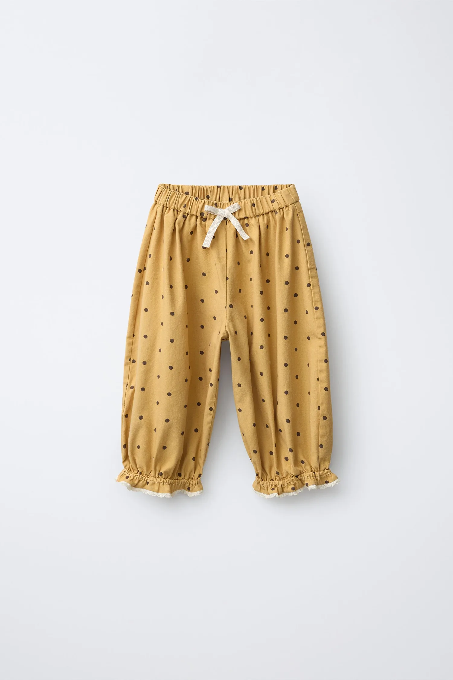 Брюки-саруэль в горошек Zara, желтый