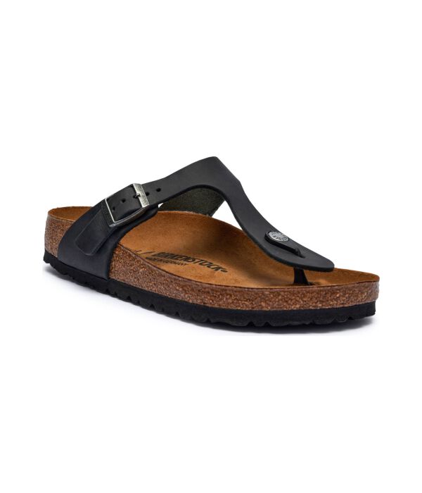 Шлепанцы кожаные Birkenstock Gizeh, черный