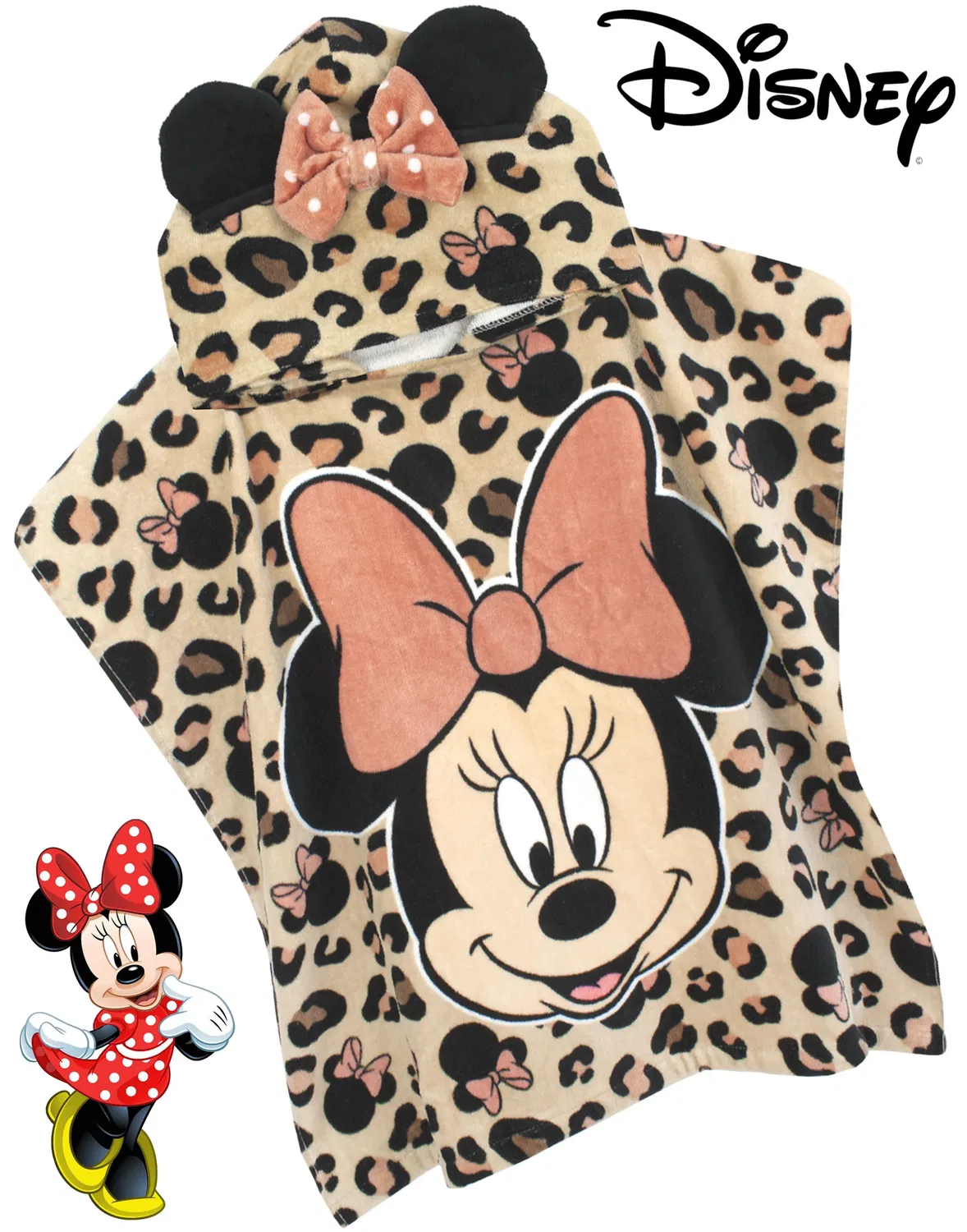 Пончо-полотенце Minnie Mouse Disney для девочек, розовый — фото 3