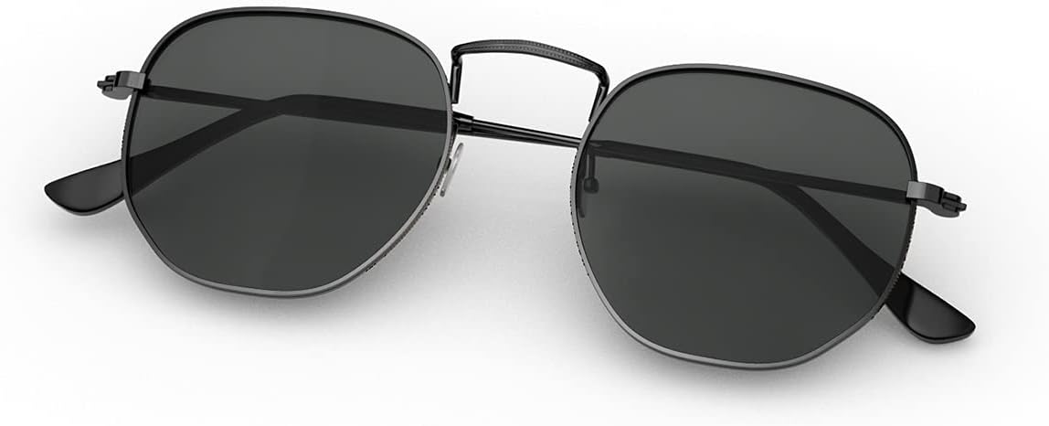 

Модные круглые солнцезащитные очки для женщин и мужчин, поляризованные, с защитой от УФ-излучения, ретро-очки в форме шестиугольника VF7606… VOFO VISION, Black\black Polarized