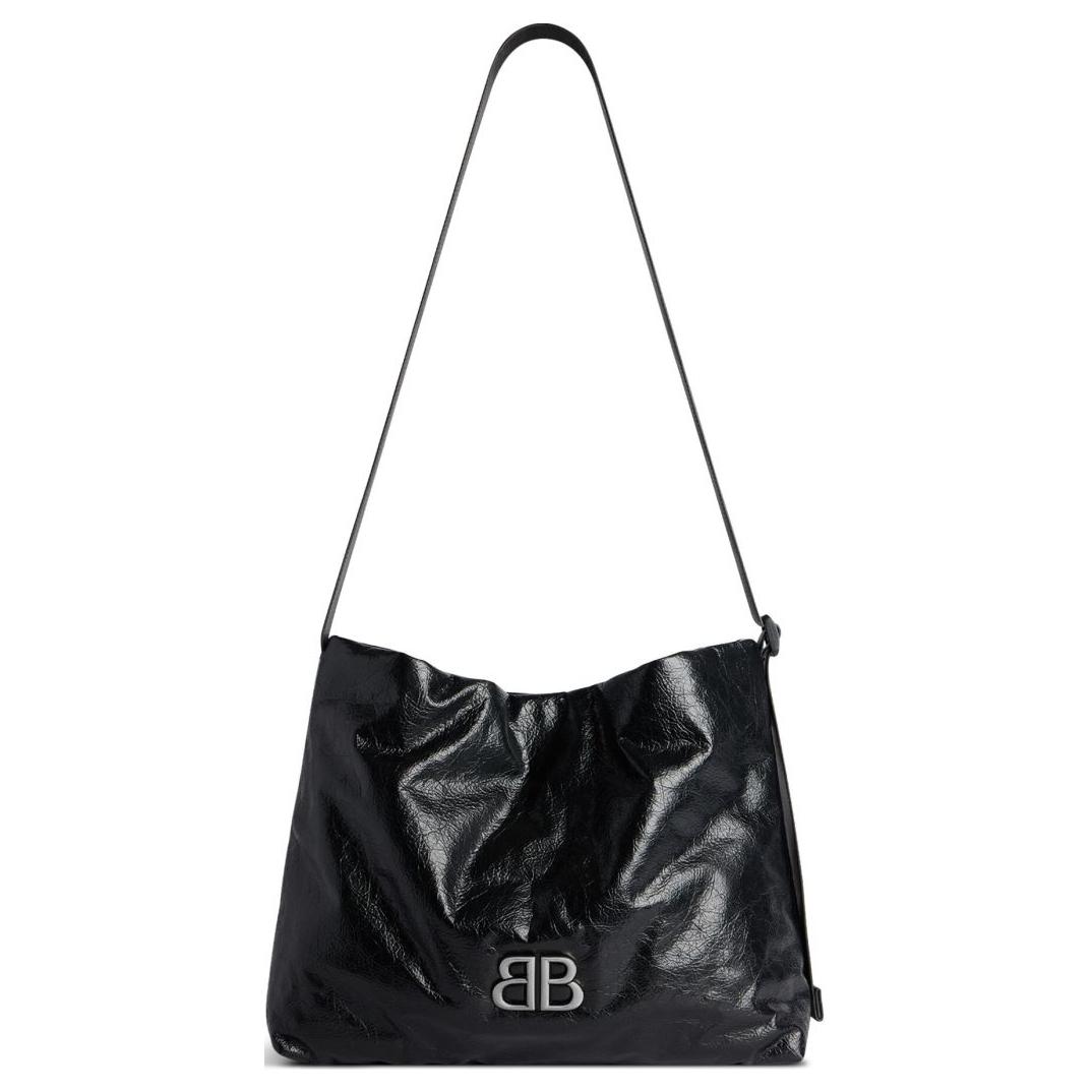 

Мелкозернистая кожаная сумка-хобо, женская сумка через плечо Balenciaga черная