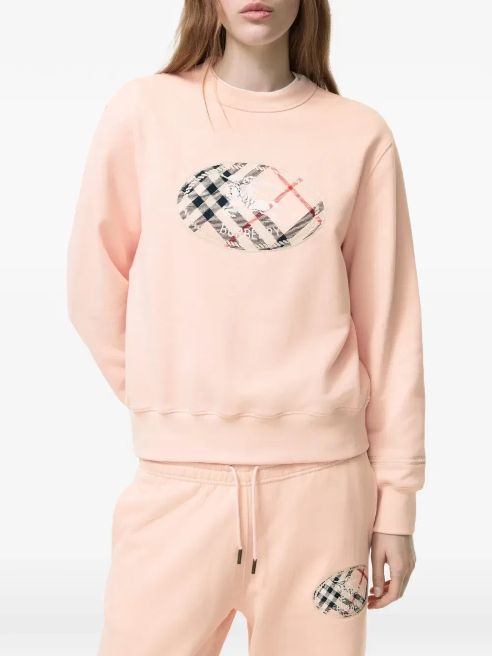 Футболка BURBERRY в клетку, женская, розовый — фото 2