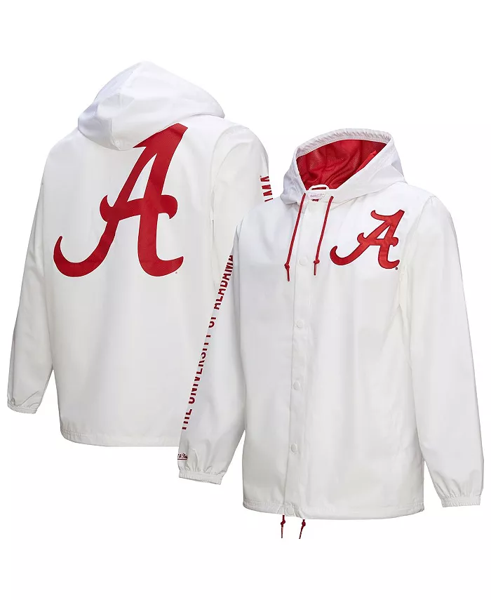 

Мужская белая худи-куртка на молнии Alabama Crimson Tide Coaches Mitchell & Ness