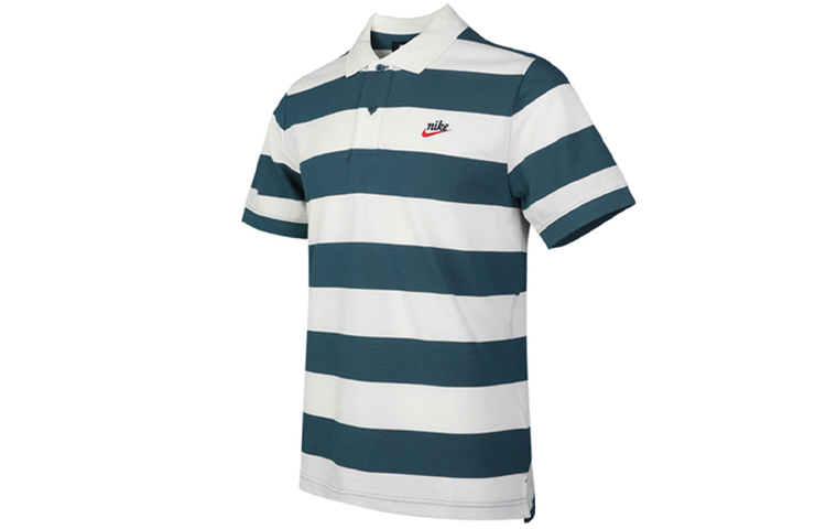 Футболка Nike Heritage Sportswear мужская, серо-зеленая/бежево-белая — фото 4