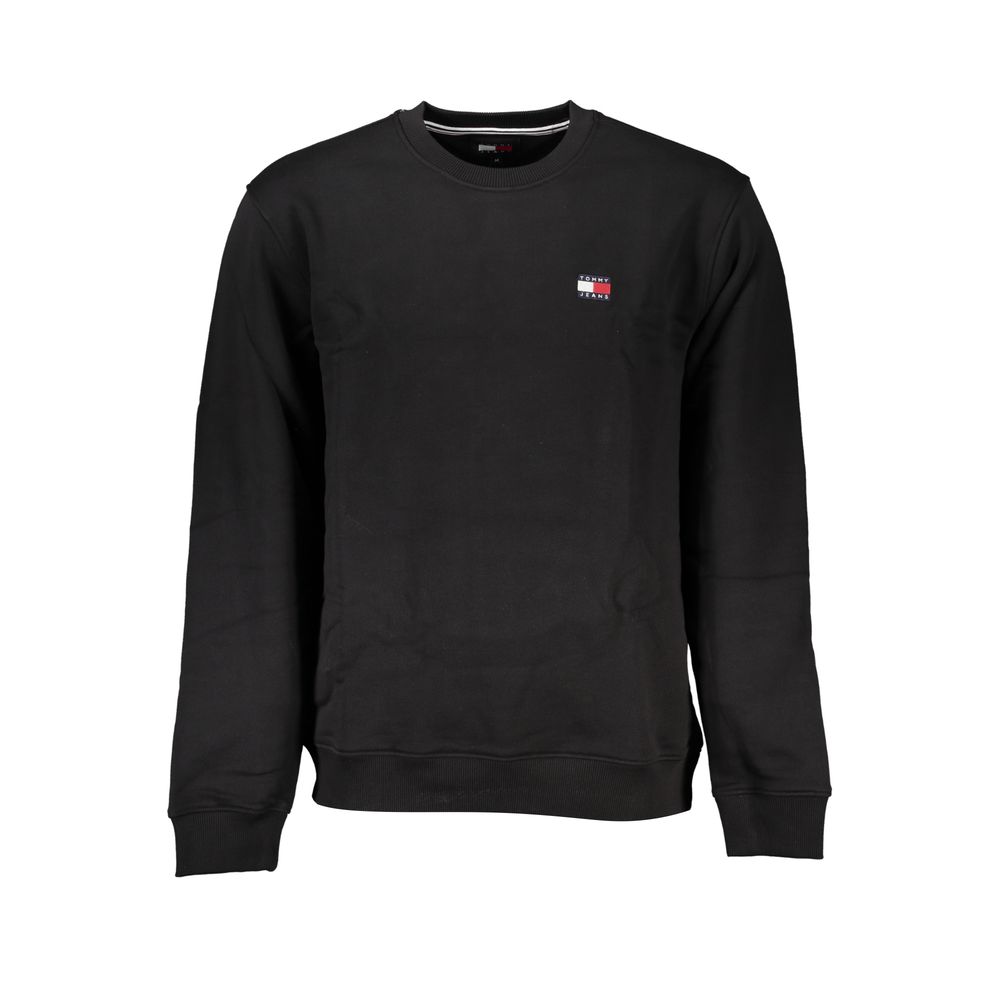 

Элегантная черная хлопковая толстовка с круглым вырезом Tommy Hilfiger